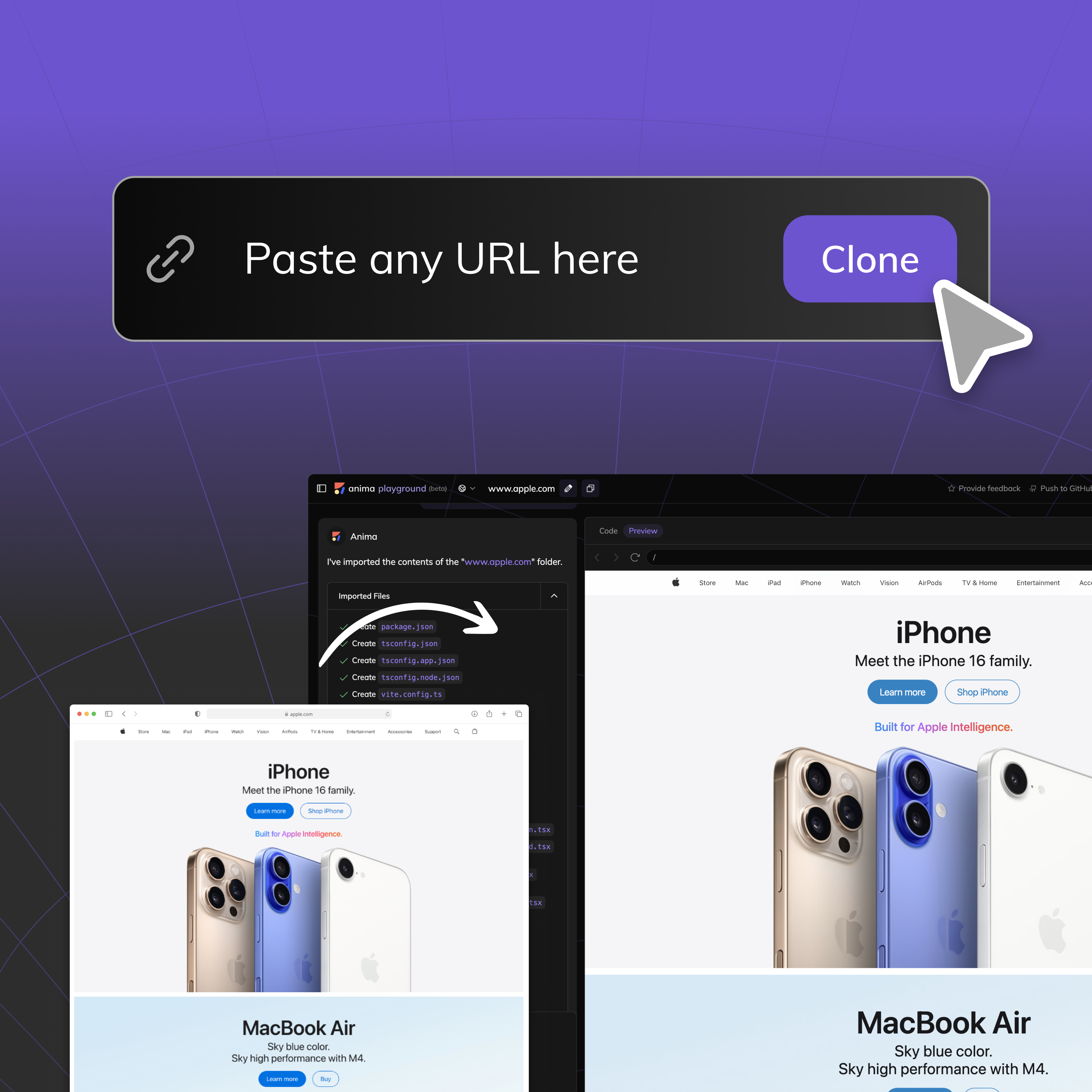 Clone website with Anima